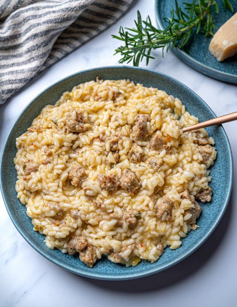 A photo of a plate of risotto