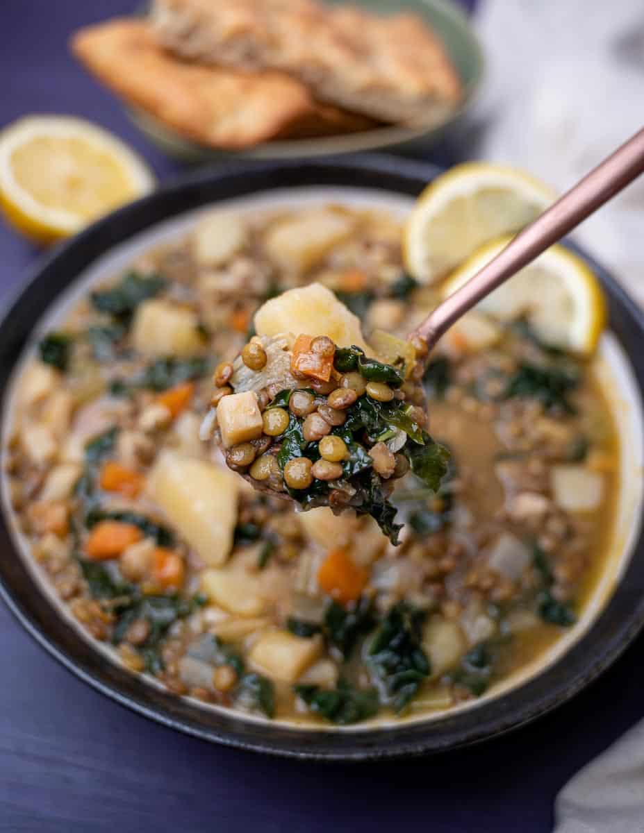 Lebanese Lentil Soup with Lemon and Kale – Skinny Spatula