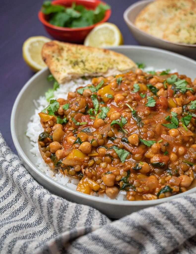 Green lentil store chickpea curry