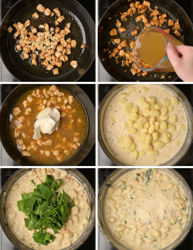 Step by Step instructions for making creamy gnocchi with cream cheese