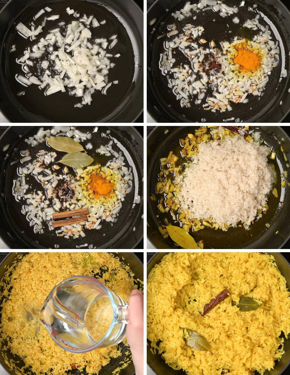 Indian pilau rice cooking steps