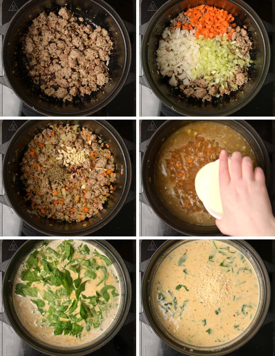 Step by Step instructions for making gnocchi soup with sausage