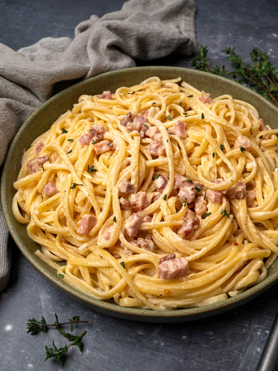 Cream cheese pasta with bacon