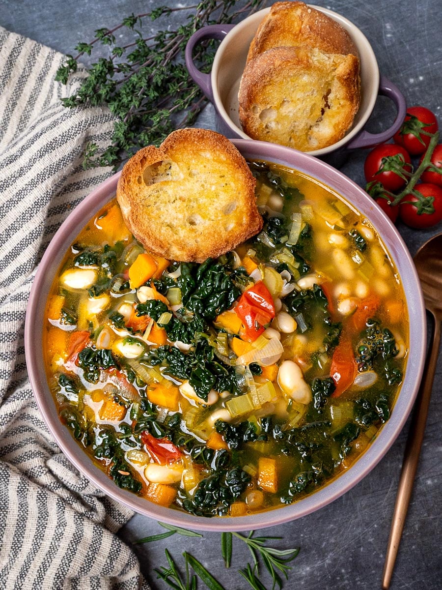 Italian dish with beans and kale