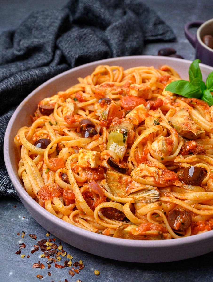 Mediterranean pasta with olives