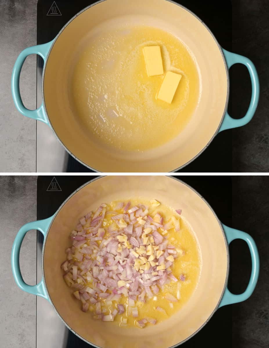 pink sauce pasta cooking steps