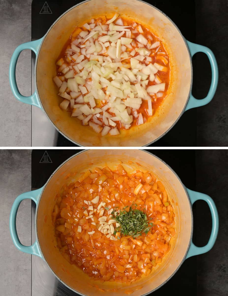sweet potato and chorizo soup cooking steps