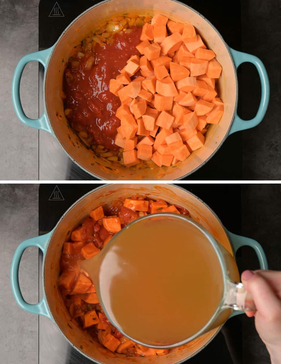 sweet potato and chorizo soup making instructions