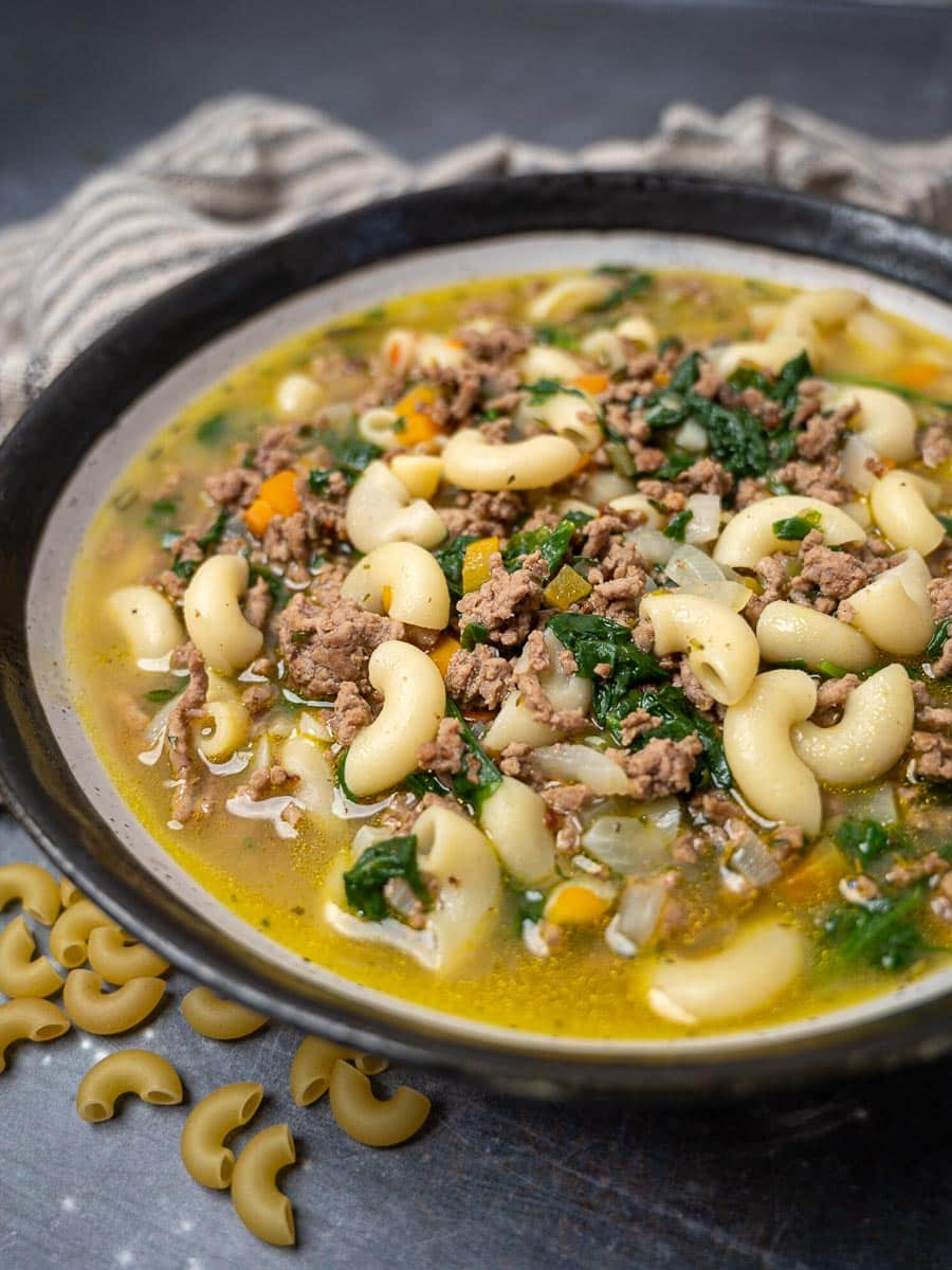 A bowl of macaroni soup