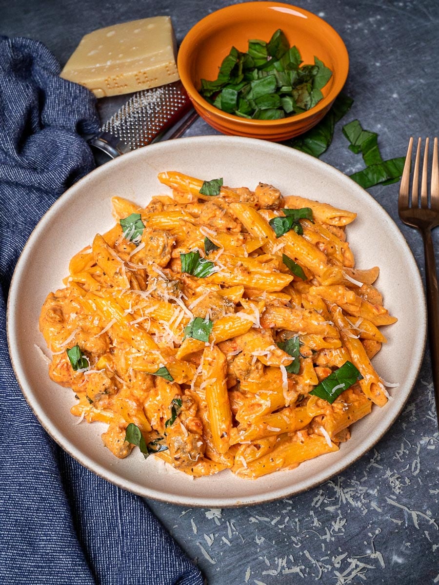 Penne alla vodka with sausage
