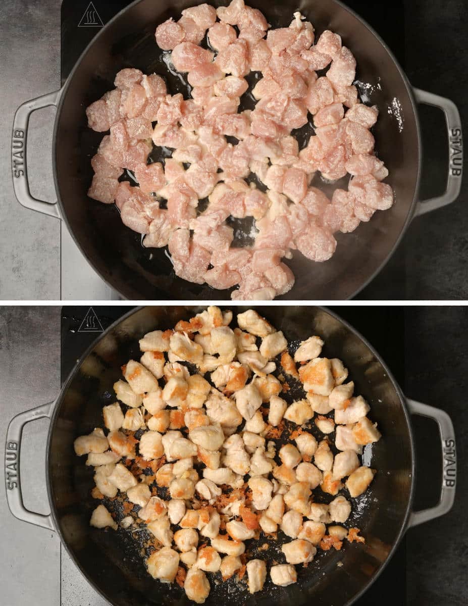 chinese chicken and mushrooms cooking steps