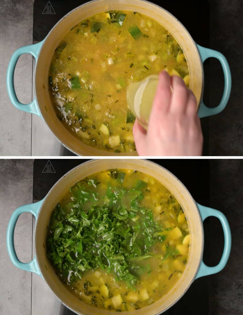 Steps for making Italian spring soup