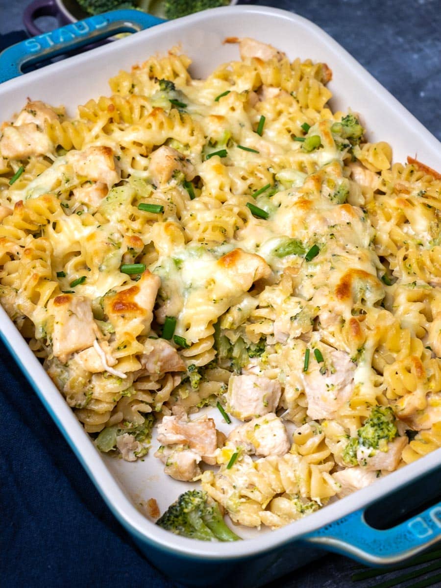 Section of a chicken pasta dish