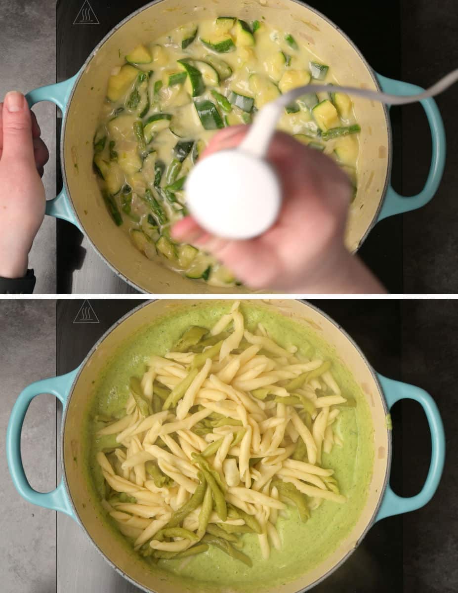 green pasta sauce cooking steps
