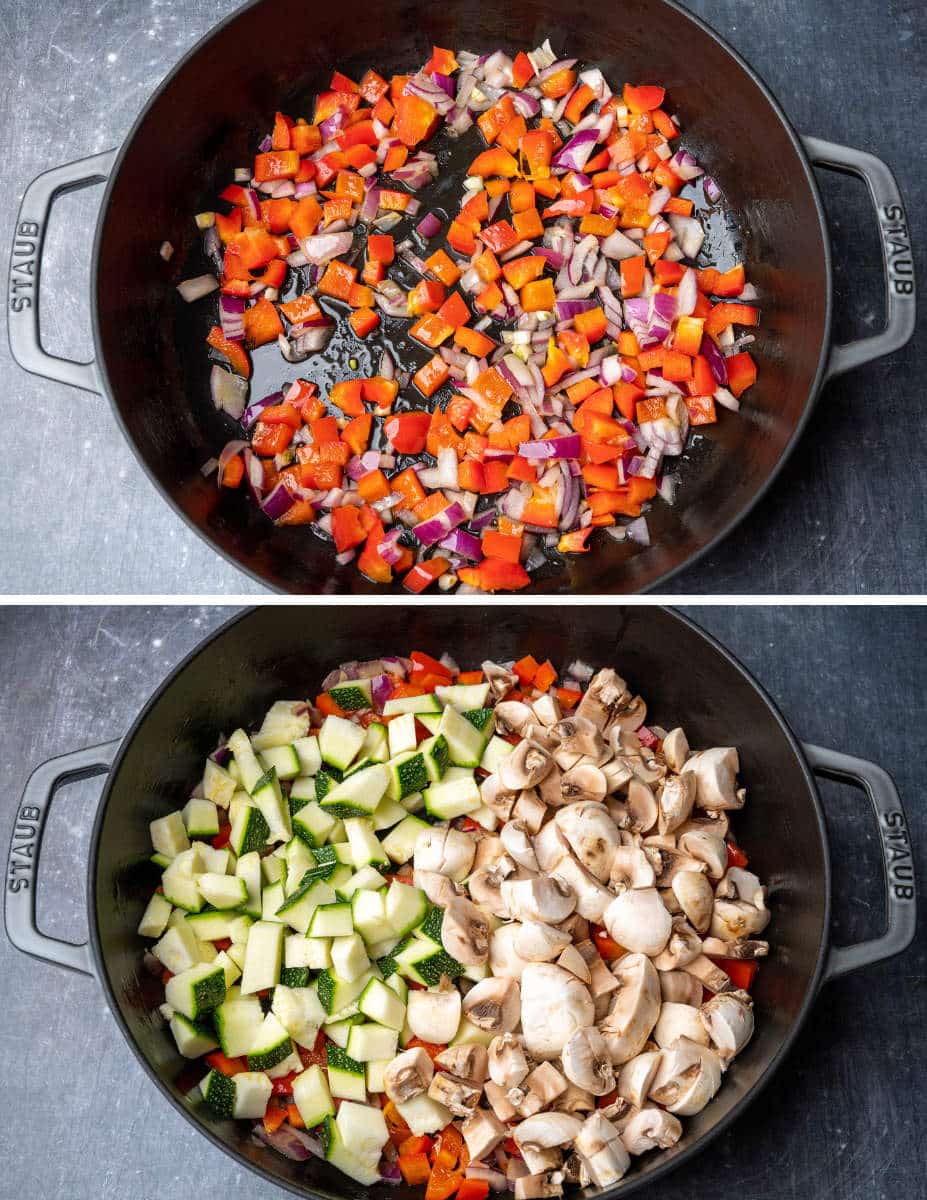 one-pot veggie pasta cooking steps
