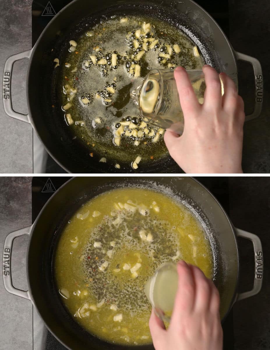 Adding wine for pasta sauce
