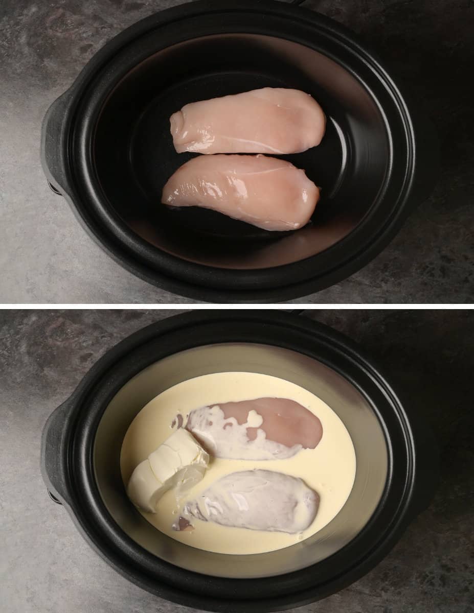 crock pot chicken alfredo cooking steps