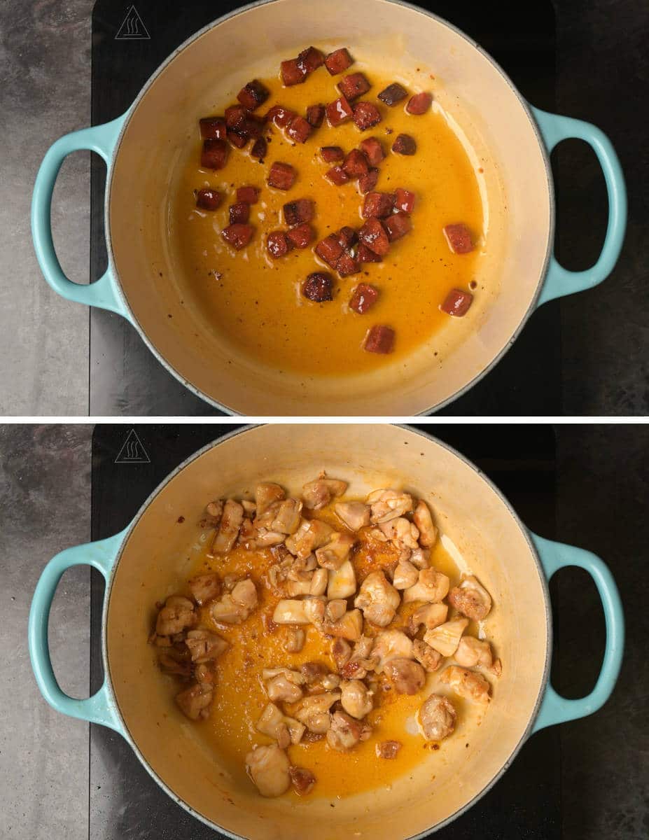 chicken and chorizo stew cooking steps