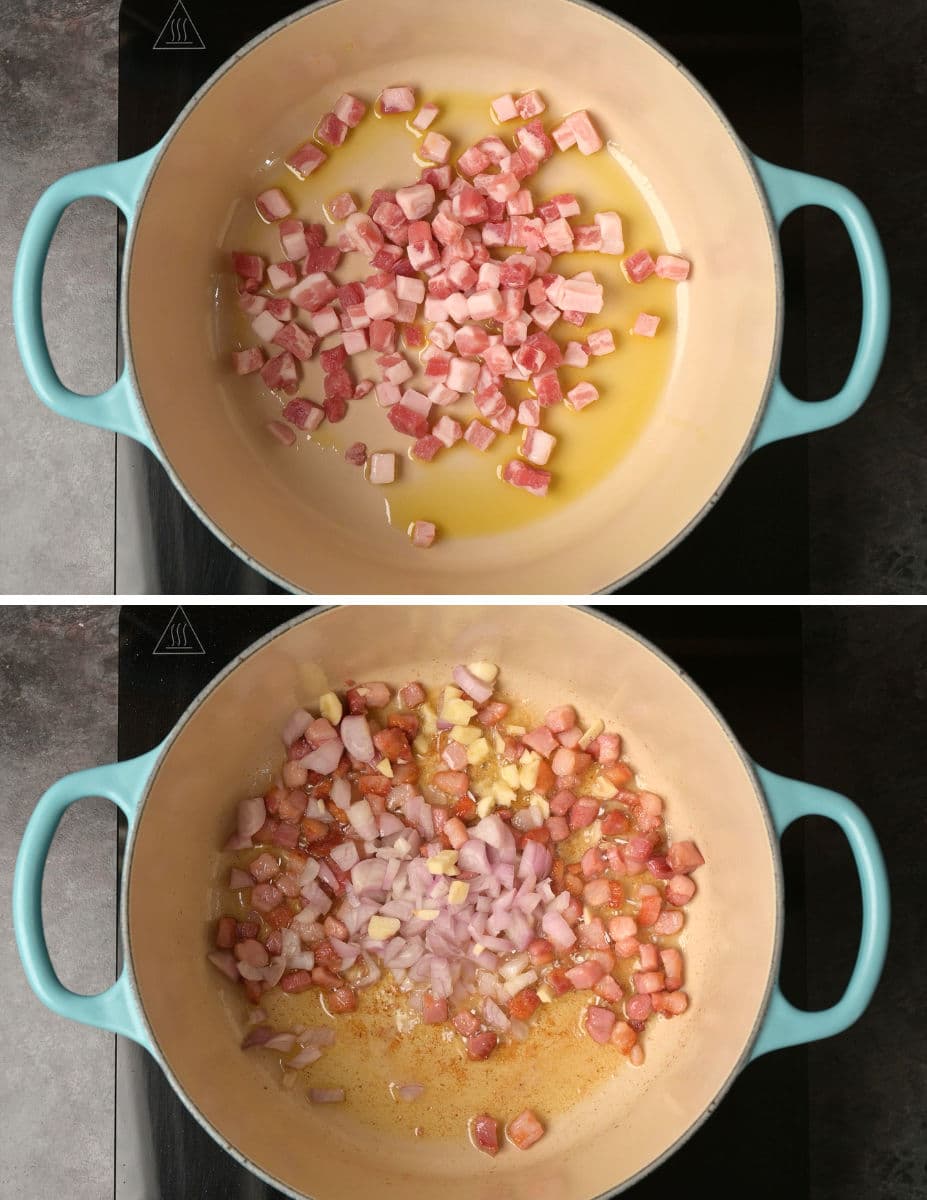 kimchi pasta cooking steps
