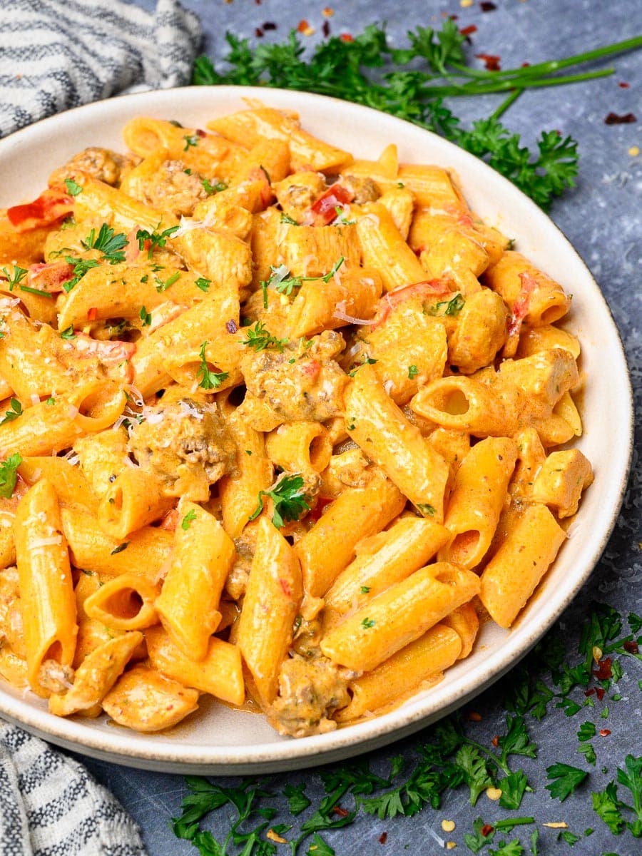 American dish with penne