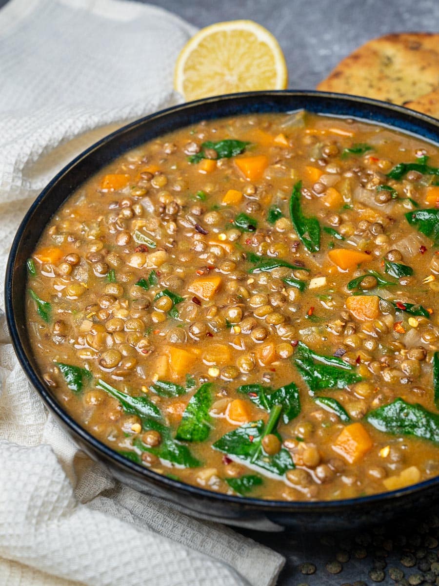 a bowl of a curried lentil soup
