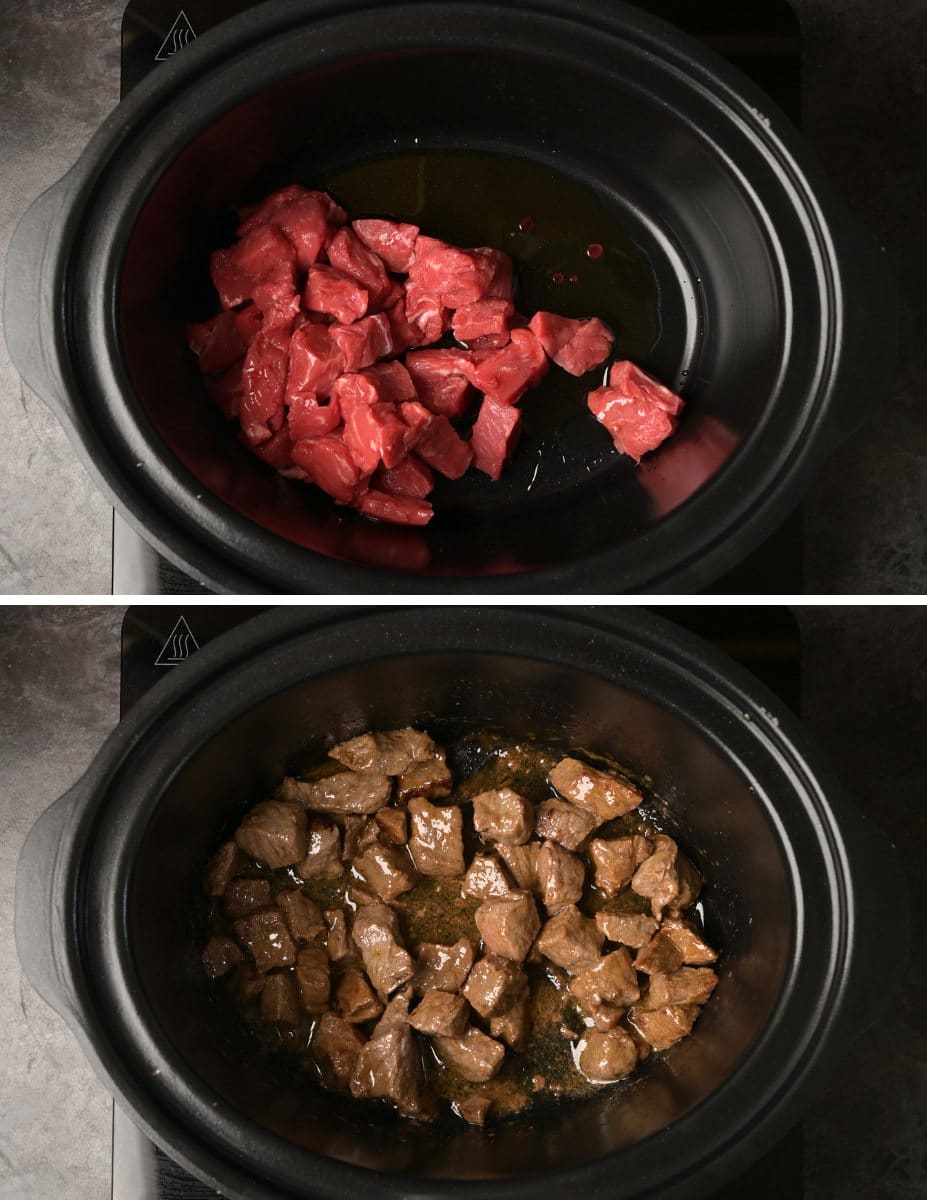 slow cooker beef curry cooking steps