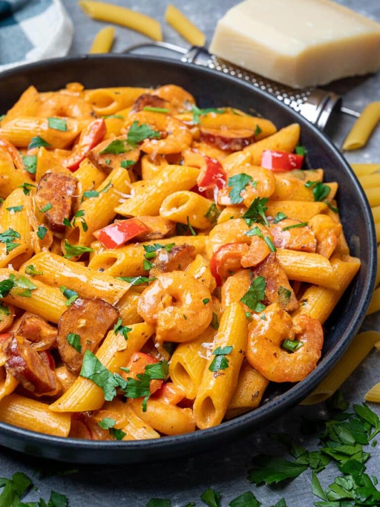 Cajun Shrimp and Sausage Pasta – Skinny Spatula