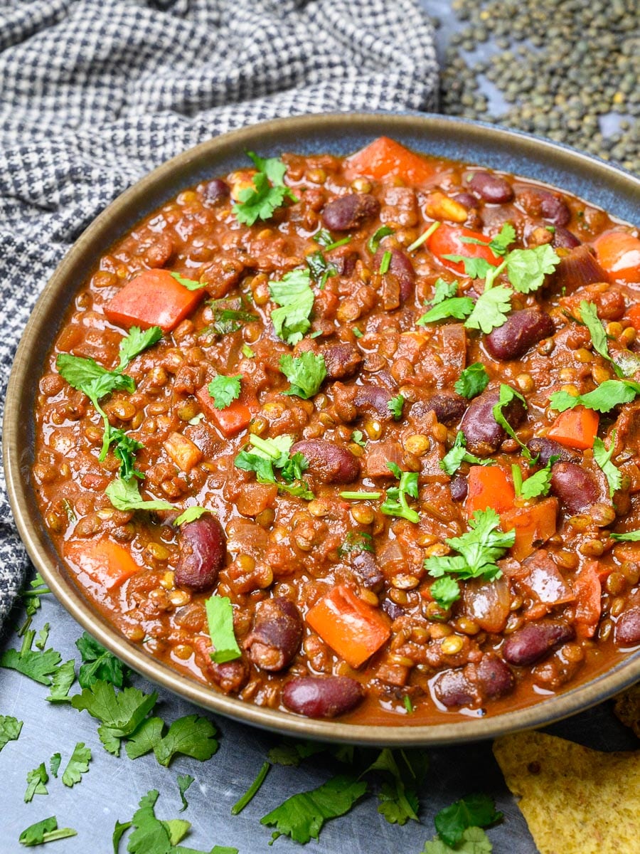 lentil chili with beans