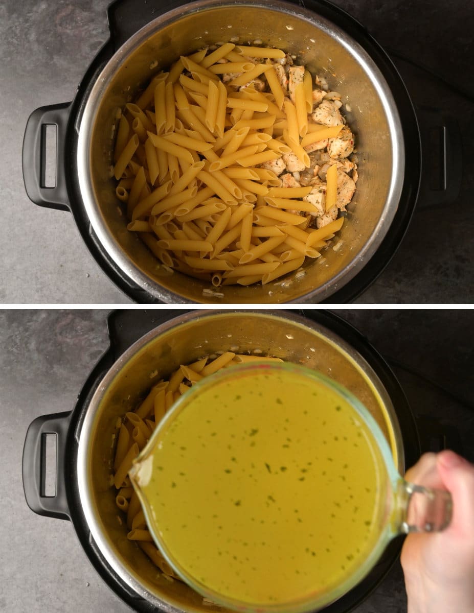 Instant Pot creamy chicken pasta making instructions