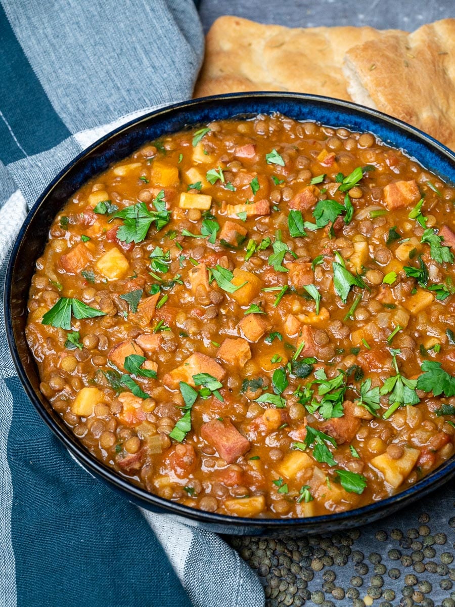 instant pot dish with bread