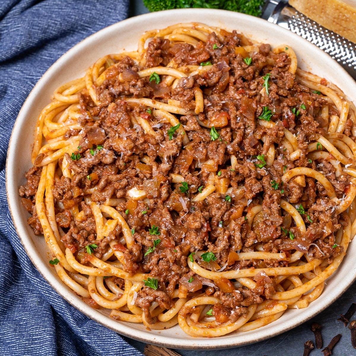 image of Makaronia Me Kima recipe by Skinny Spatula