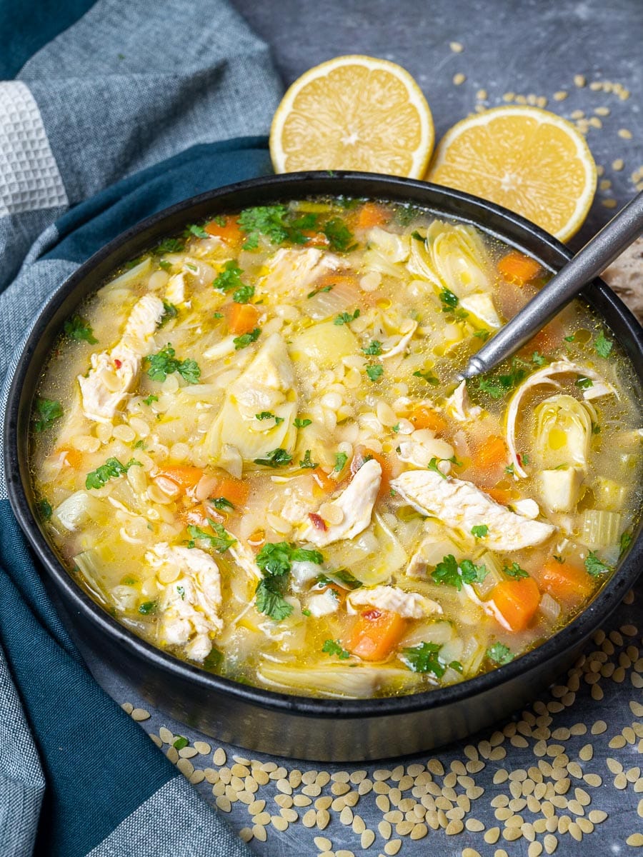 Whole30 + Keto Lemon Artichoke Chicken Soup - Tastes Lovely