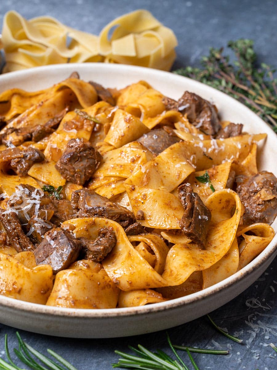 Italian dish with pappardelle