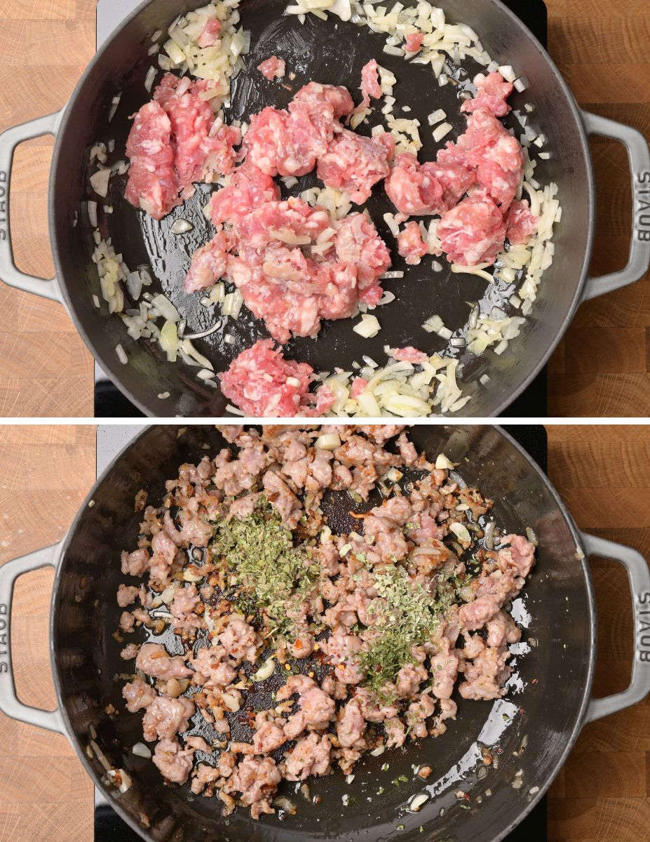 italian sausage gnocchi cooking steps