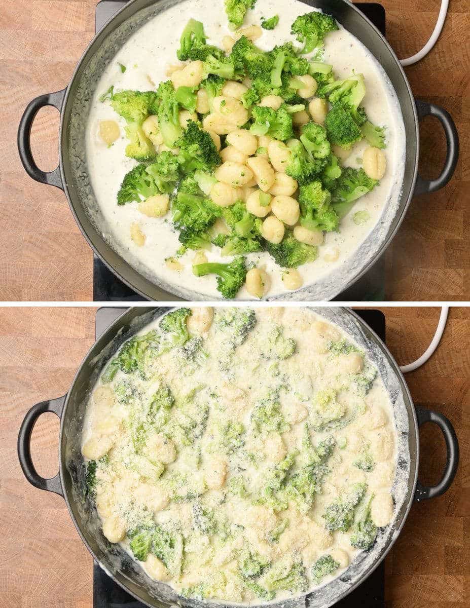 Finishing steps for making vegetarian broccoli casserole.