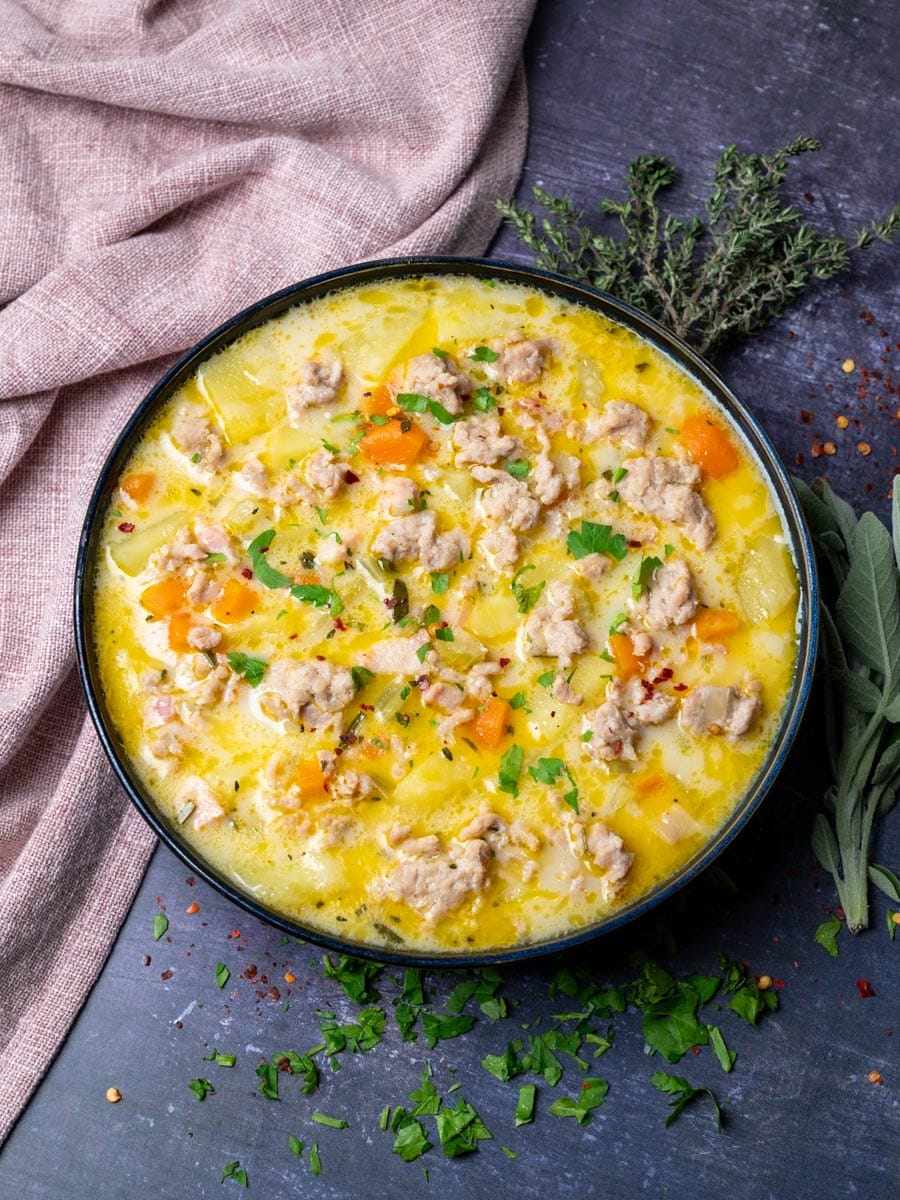 Ground Turkey Soup with thyme
