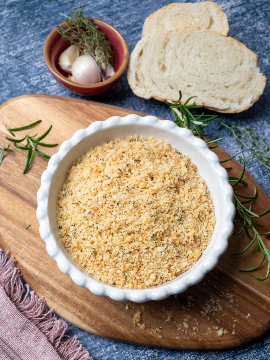 italian breadcrumbs with rosemary on the side