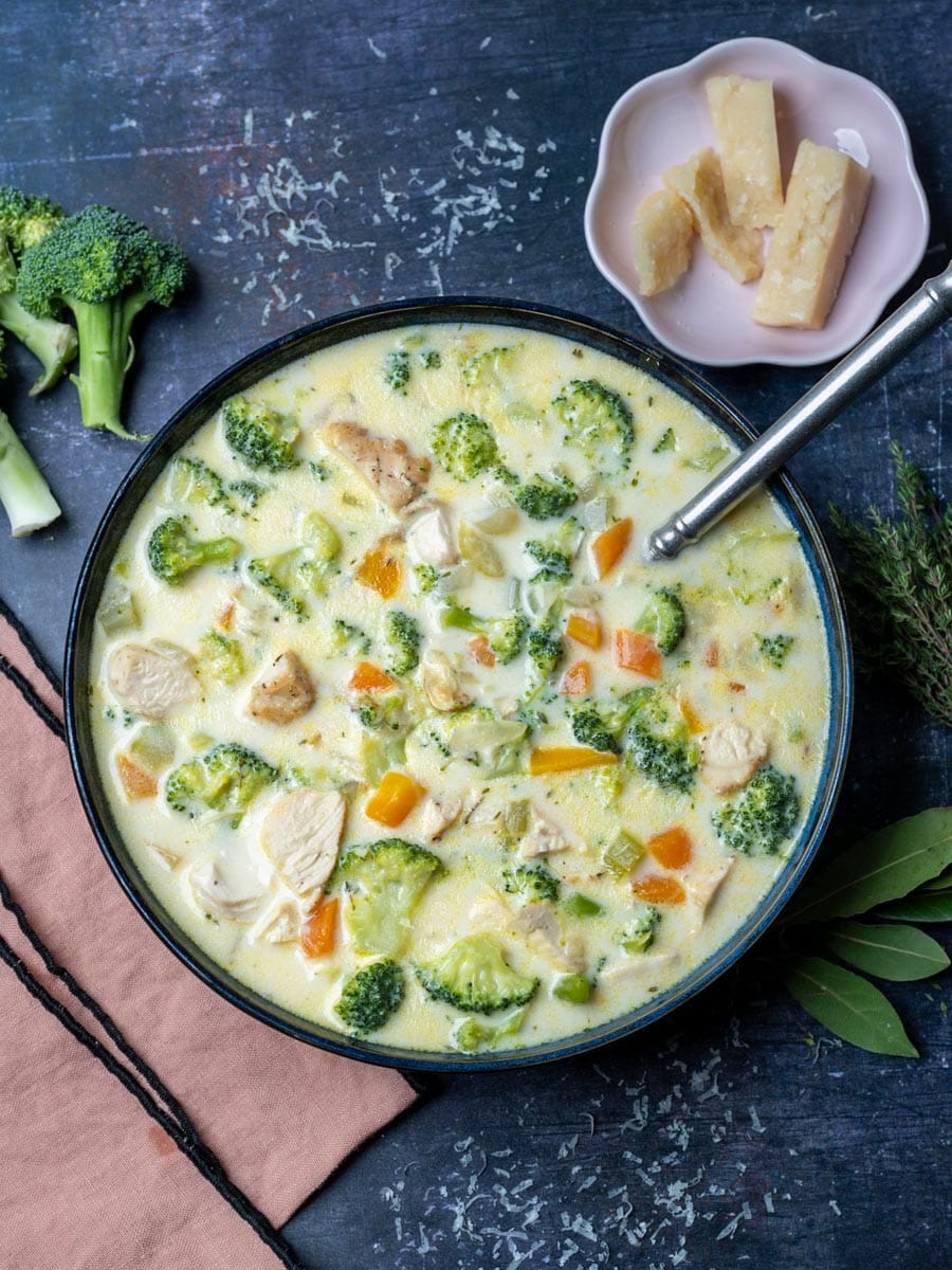 a bowl of a Chicken Broccoli Soup