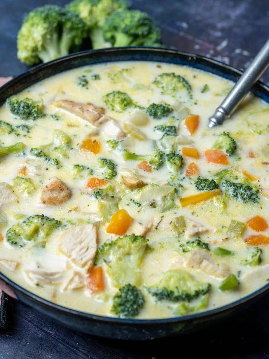 close up photo of a Chicken Broccoli Soup