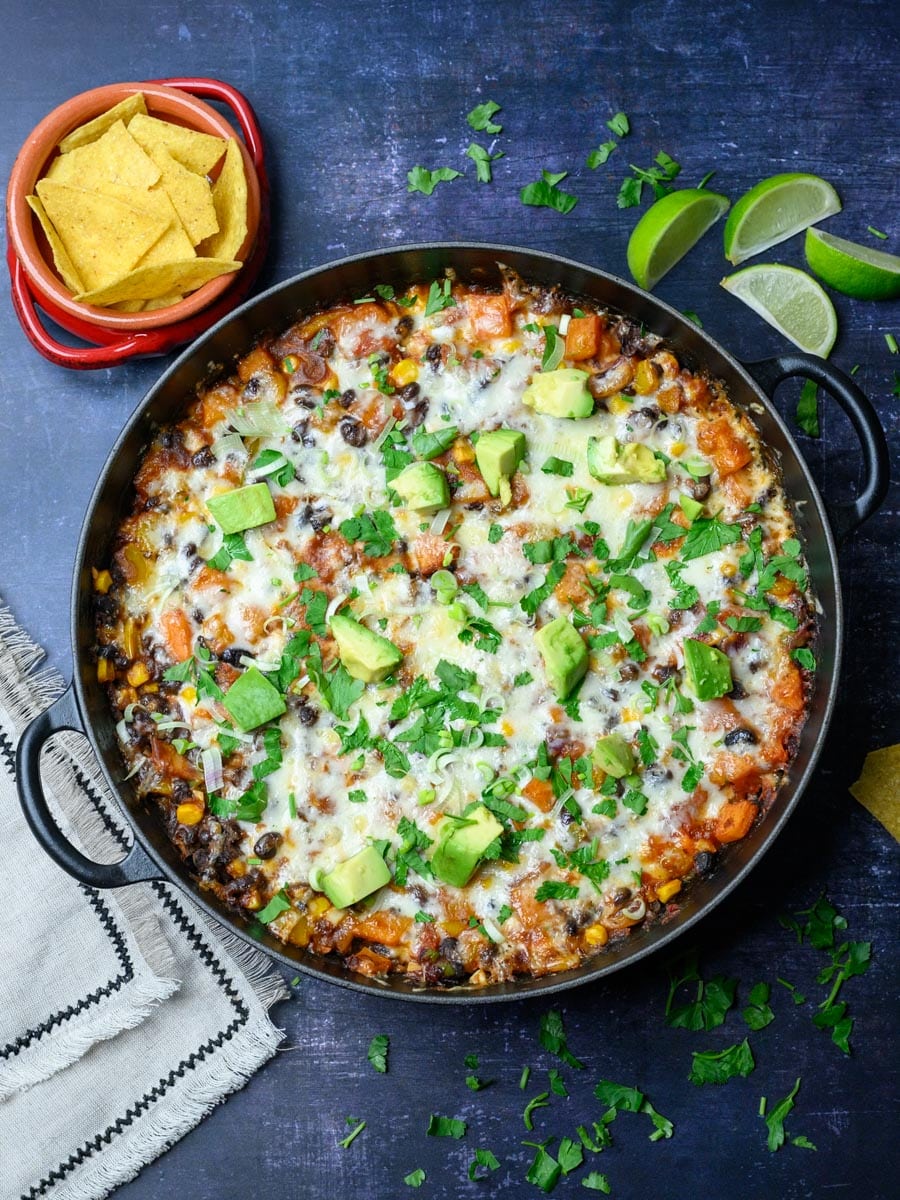 black bean casserole with avocado