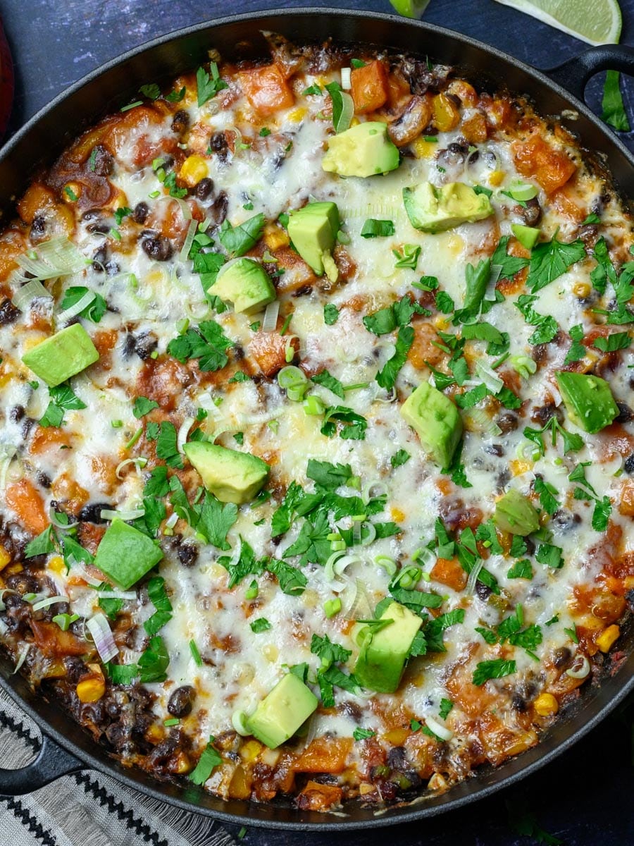 close up photo of a black bean casserole