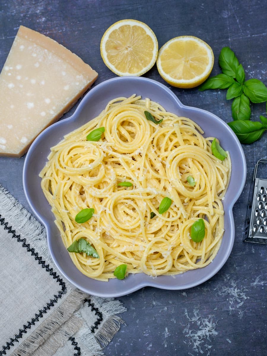 a plate of a Lemon Basil Pasta