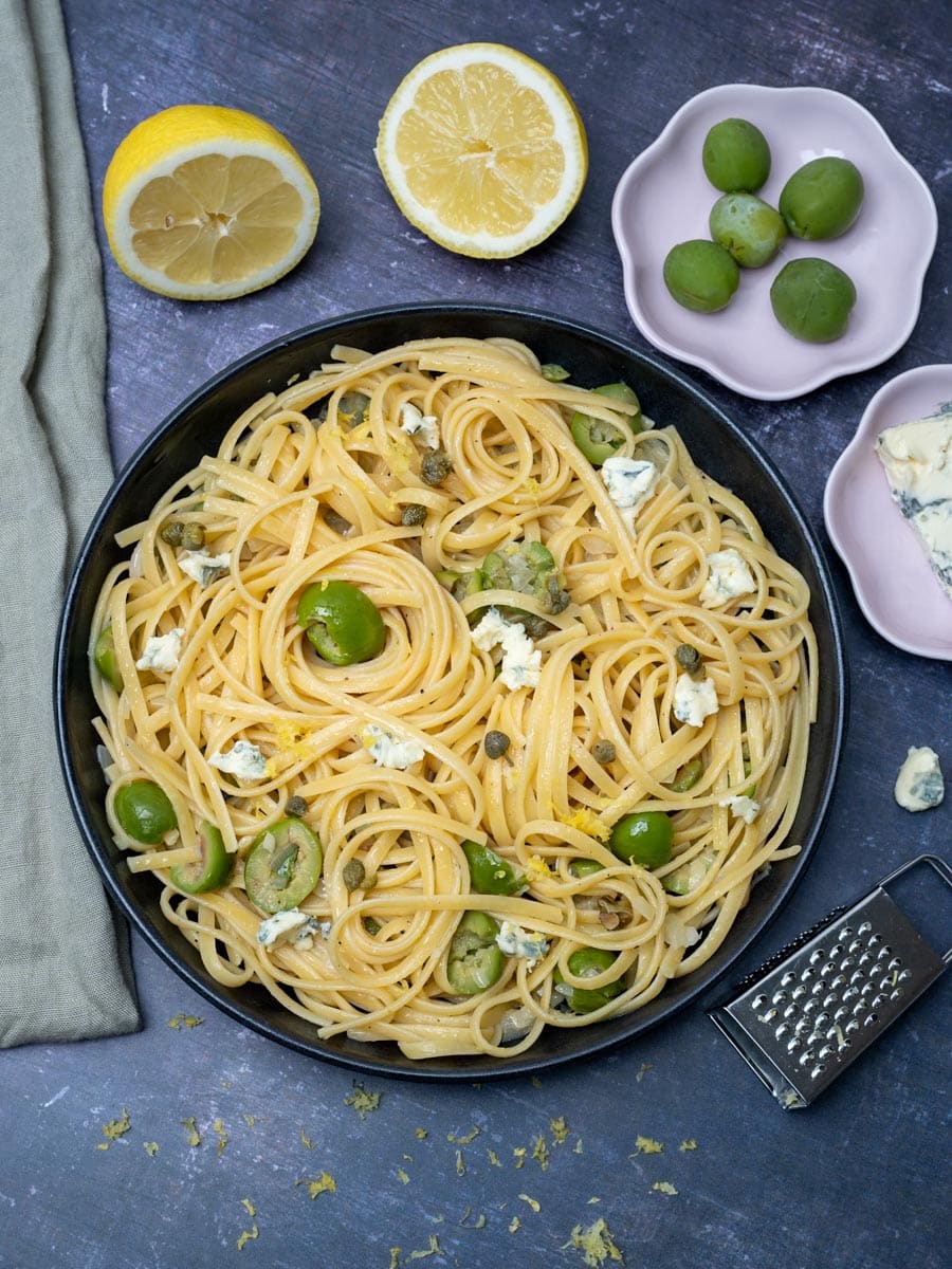 Dirty Martini Pasta with olives