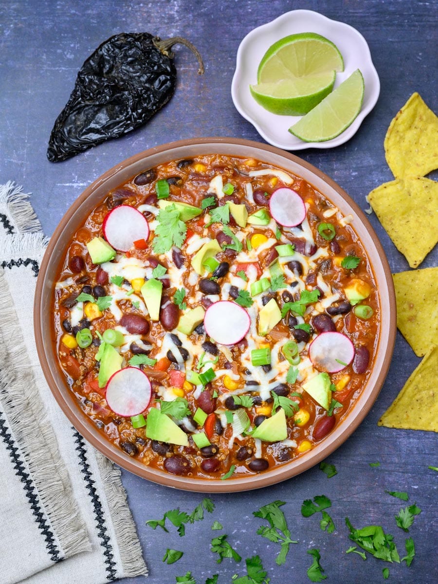a bowl of a Vegetarian Taco Soup