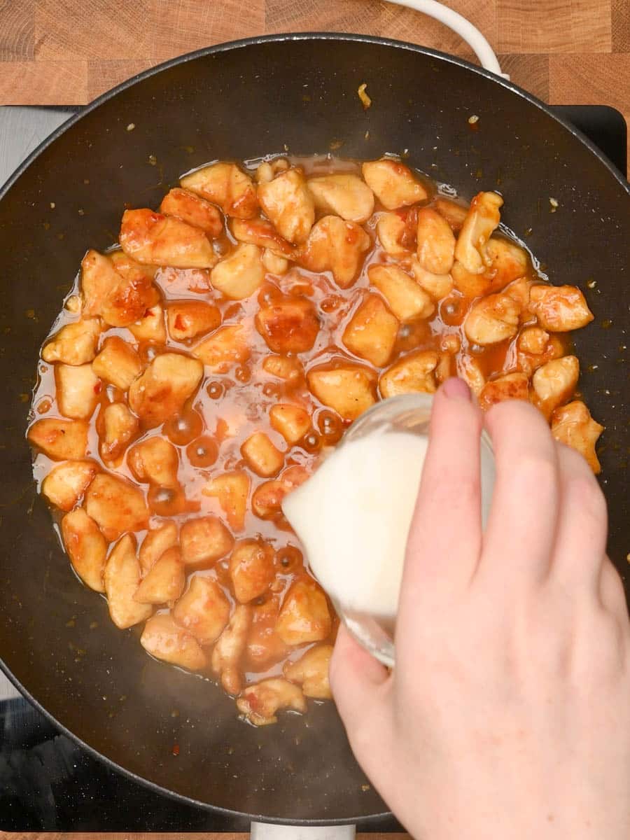adding cornstarch to an American dish