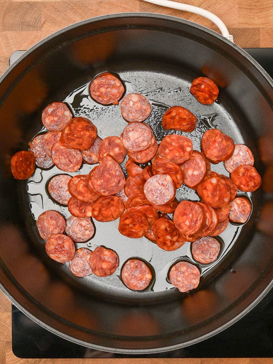 Chickpea and Chorizo Stew cooking steps