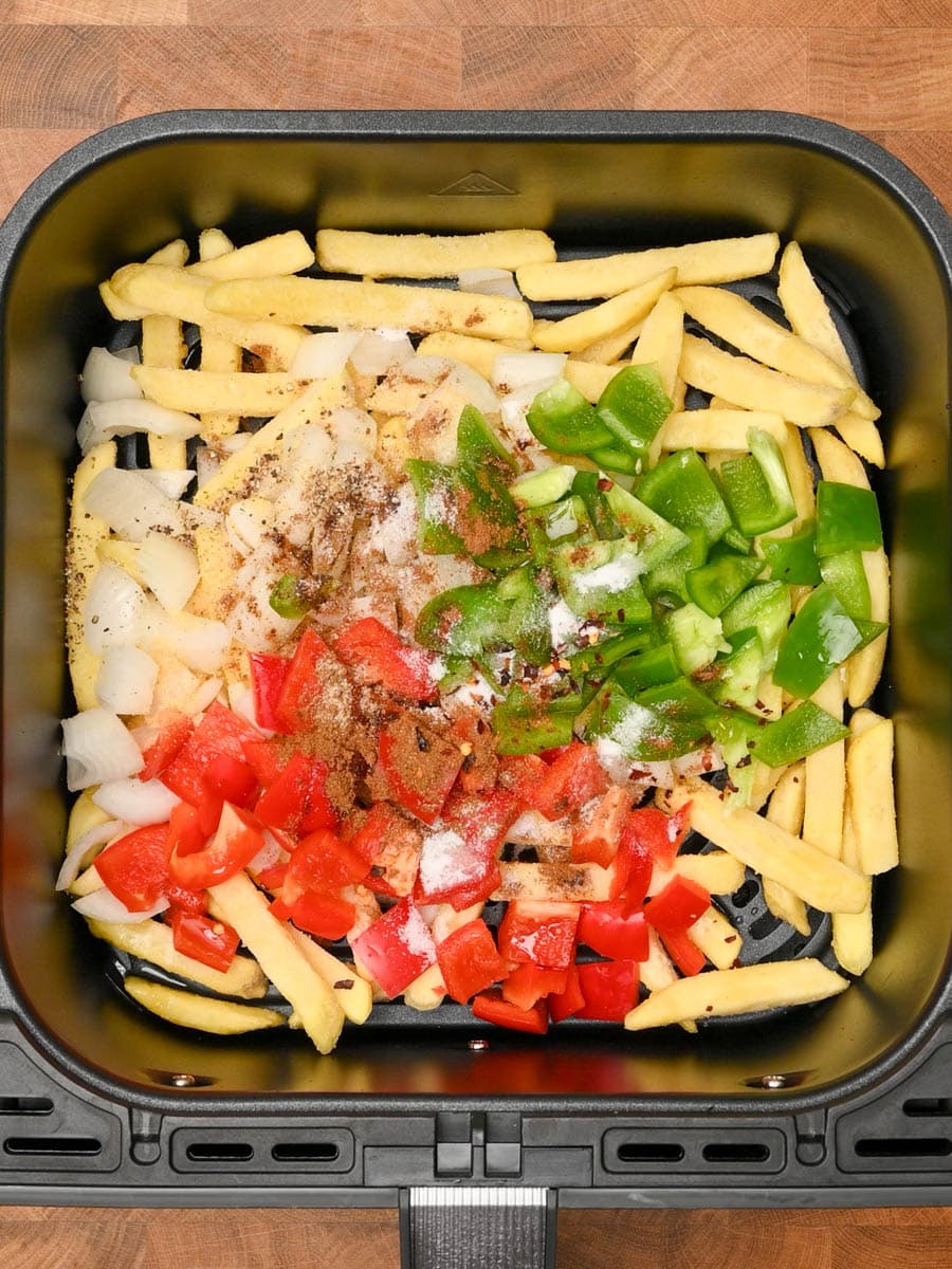air fryer salt and pepper chips cooking steps