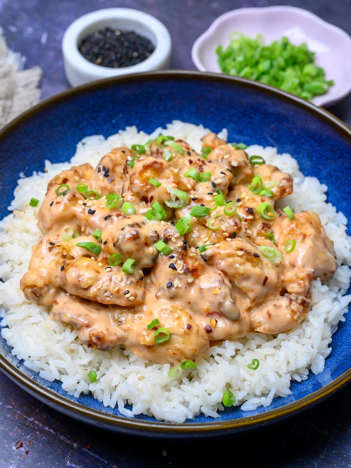 close up photo of bang bang chicken