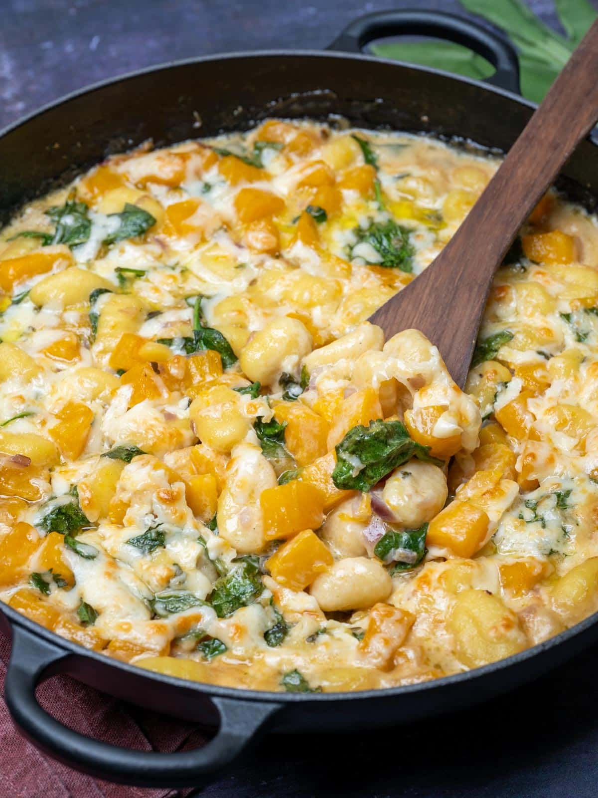close up photo of butternut squash gnocchi